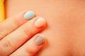 Woman hands with color nail polish. Manicure. Royalty Free Stock Photo