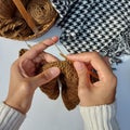 woman hands is crocheting Royalty Free Stock Photo