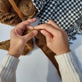 woman hands is crocheting Royalty Free Stock Photo