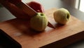 woman hands cutting slicing apples closeup - Lifestyle Cooking in Action