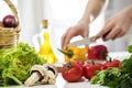 Woman hands cutting vegetables in the kitchen Royalty Free Stock Photo