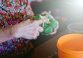 Woman hands cutting vegetables in kitchen Royalty Free Stock Photo