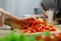 Woman hands cutting vegetables in the kitchen Royalty Free Stock Photo