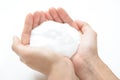 Foam of soap and female hands Royalty Free Stock Photo