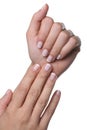 Woman hands with french manicure Royalty Free Stock Photo