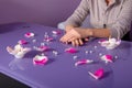 Woman hands with french manicure with crystals Royalty Free Stock Photo