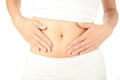 Woman with hands on her stomach Royalty Free Stock Photo