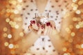 Woman hands holding a candle light Royalty Free Stock Photo