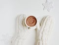 Woman Hands Holding Cup Beverage Hot Chocolate Christmas New Year Concept