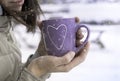 Woman hands holding hot cup coffee, tea. Royalty Free Stock Photo