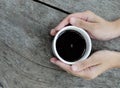 Woman hands holding mug of hot drink Royalty Free Stock Photo