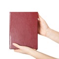 Woman hands holding red book Royalty Free Stock Photo