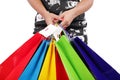 Woman hands holding shopping bags Royalty Free Stock Photo