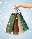 Woman hands holding shopping bags Royalty Free Stock Photo