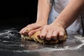 Woman hands kneading dough Royalty Free Stock Photo