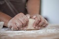 Woman hands kneading dough prepare for baking cookies Royalty Free Stock Photo