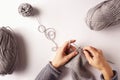 Woman hands knitting with needles and yarn Royalty Free Stock Photo