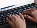 Woman hands on laptop keyboard clsoe up Royalty Free Stock Photo