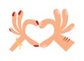 Woman hands making a heart shape sign cartoon flat romantic gesture vector illustration.