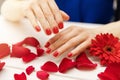 woman hands with manicured red nails Royalty Free Stock Photo