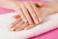 Elegant Perfection: Cream Nails Manicure on Teen Female Hands