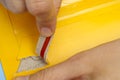 Woman hands opening mail cover