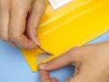 Woman hands opening mail envelope