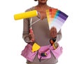 Woman hands with painting roller. Royalty Free Stock Photo