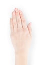 Woman hands with red nail polish on white with clipping path Royalty Free Stock Photo