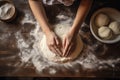 Woman hands preparing dough