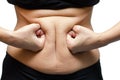 Woman hands punching stomach Royalty Free Stock Photo