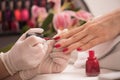 Woman hands receiving a manicure