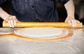 Woman hands rolling out dough Royalty Free Stock Photo