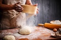 Woman hands sifting flour Royalty Free Stock Photo