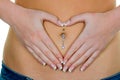 Woman hands on stomach Royalty Free Stock Photo