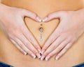Woman hands on stomach Royalty Free Stock Photo