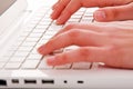 woman hands touching computer keys during work Royalty Free Stock Photo