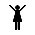 Woman hands up vector icon on white background