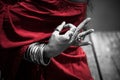 Woman hands in yoga symbolic gesture mudra