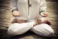 Woman hands in yoga symbolic gesture mudra Royalty Free Stock Photo