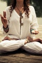 Woman hands in yoga symbolic gesture mudra Royalty Free Stock Photo