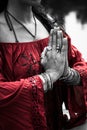 Woman hands in yoga symbolic gesture mudra Royalty Free Stock Photo