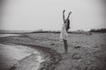 Woman happy excited smile on beach