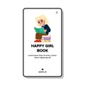 woman happy girl book vector Royalty Free Stock Photo