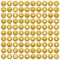 100 woman happy icons set gold