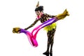 Woman harlequin circus dancer performer silhouette Royalty Free Stock Photo