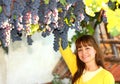 Woman harvesting grapes