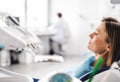 A woman has a dental check-up in dentist surgery. Royalty Free Stock Photo