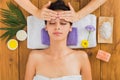 Woman has head massage in indian spa wellness center Royalty Free Stock Photo