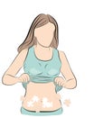 The woman has puzzles on her stomach. losing weight. excess weight. vector illustration.